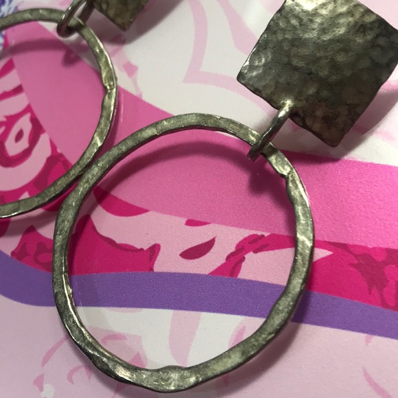 Vintage Hammered Silver Earrings Textured AWESOME - Picture 4 of 8